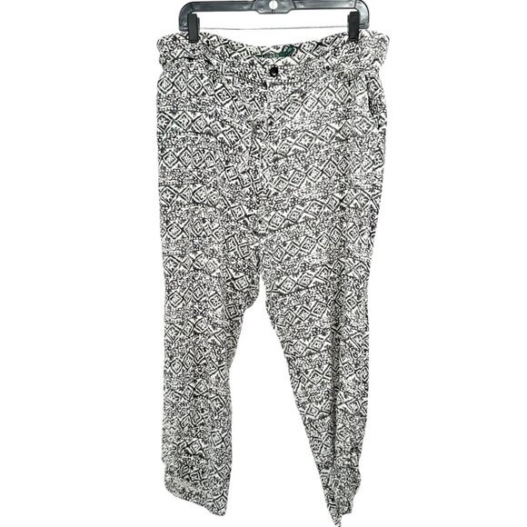 Lauren Ralph Lauren Pants Womens Size 18 Black White Geometric Viscose Relaxed - Picture 2 of 10